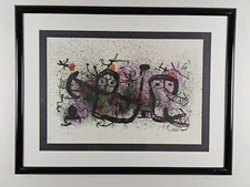 Large Vintage 1968 Joan Miro Limited Edition Lithograph 30x23 Framed Art w COA 