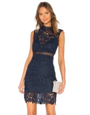 Bardot NWT Paris Lace Dress Navy Blue XS Extra Small 4