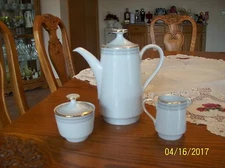 Mitterteich Bavaria German Vintage Porcelain China Teapot, Creamer & Sugar Set
