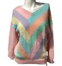 Vintage GITANO  Pastel Color Block Shirt  Y2K Knit Size Small