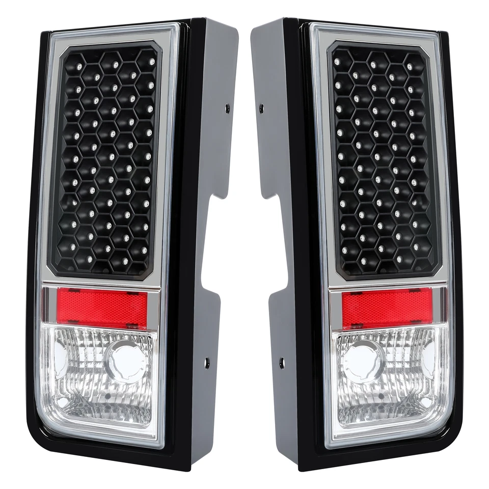 Lámpara de luces traseras LED rojas cromadas/lentes transparentes para Hummer H2 2003-2009 Foto 4 de 4