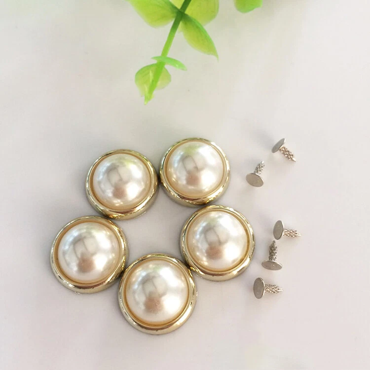 Pearl Buttons with Shank, Pearl Metal Buttons for Clothing Decorations DIY Craft - Image 4 of 4