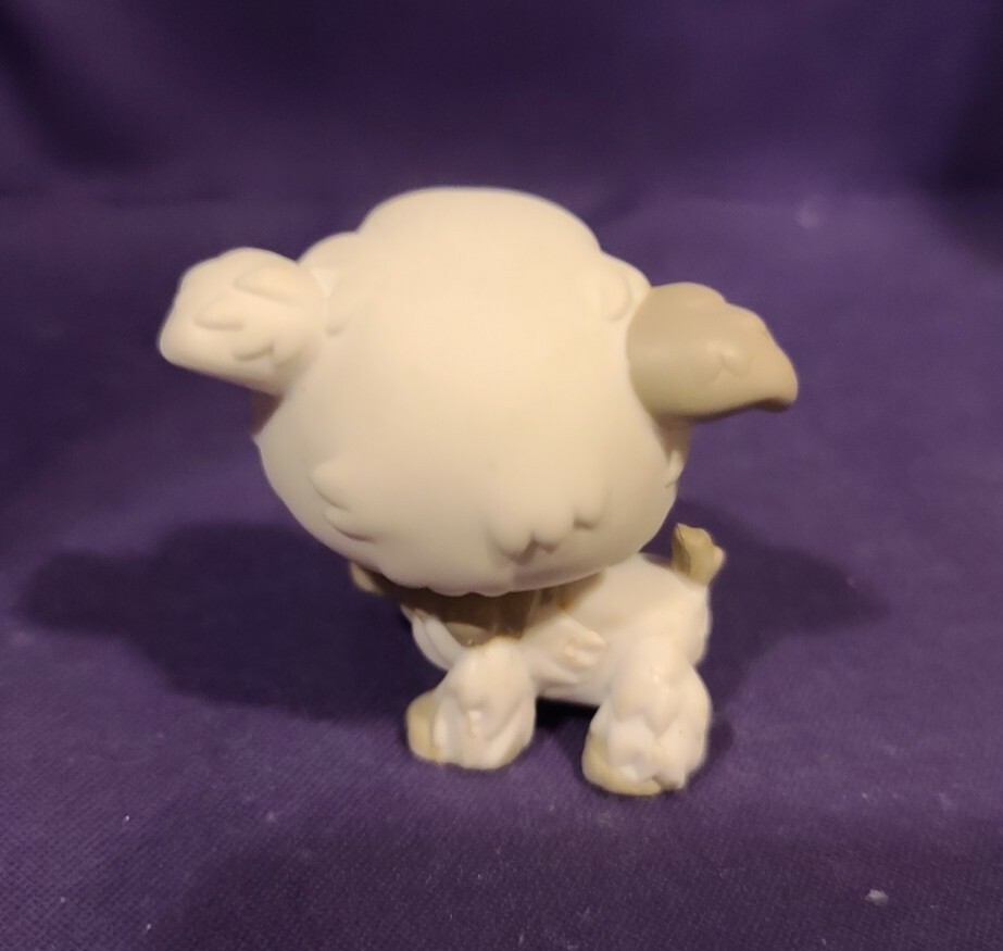 Authentic LITTLEST PET SHOP POODLE DOG #203 White Gray Green