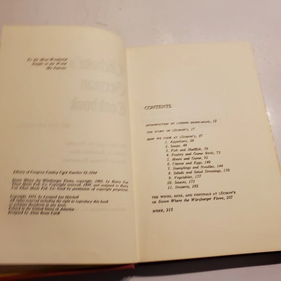 *VINTAGE* LUCHOW'S GERMAN COOKBOOK: Leonard Jan Mitchell 1952 1st Edition B186 - Image 4 of 4