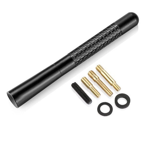 Nueva antena corta de 4,7 pulgadas aluminio negro fibra de carbono para Mitsubishi Outlander Foto 2 de 4
