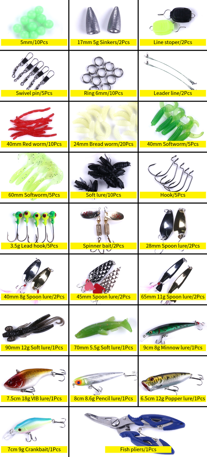 110x Fishing Accessories Lures Gear Bass Bait Hooks Tackle Box Set Saltwater Kit - Image 5