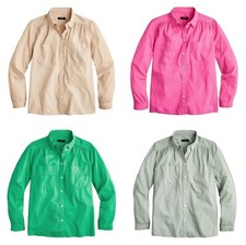 J.Crew Garment-Dyed Utility Shirt Womens 100% Cotton Super Lightweight Poplin