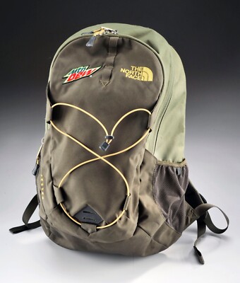 RARE Mountain Dew (Jester)North Face Flap Backpack Embroidered Nylon Large Green