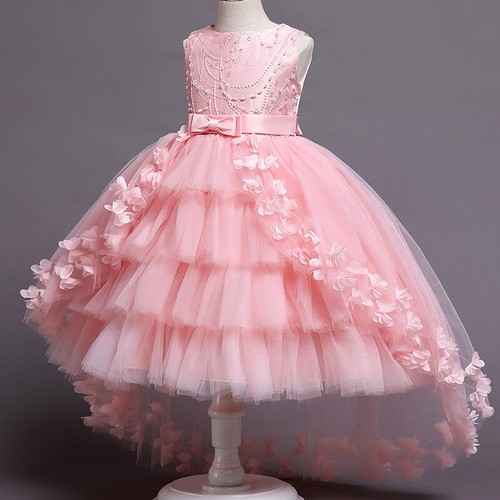 Kids Flower Girls Princess Bridesmaid Party Tulle Dress Pageant Prom Ball Gown - Picture 11 of 37