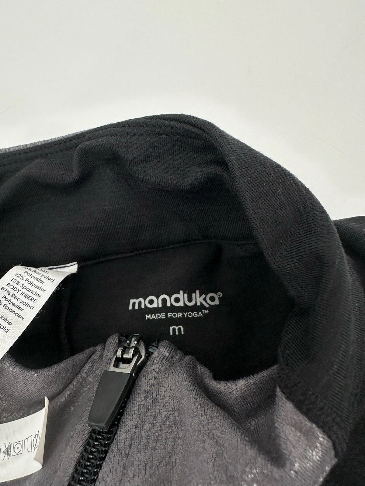 manduka made for yoga full zip athletic silver sweater