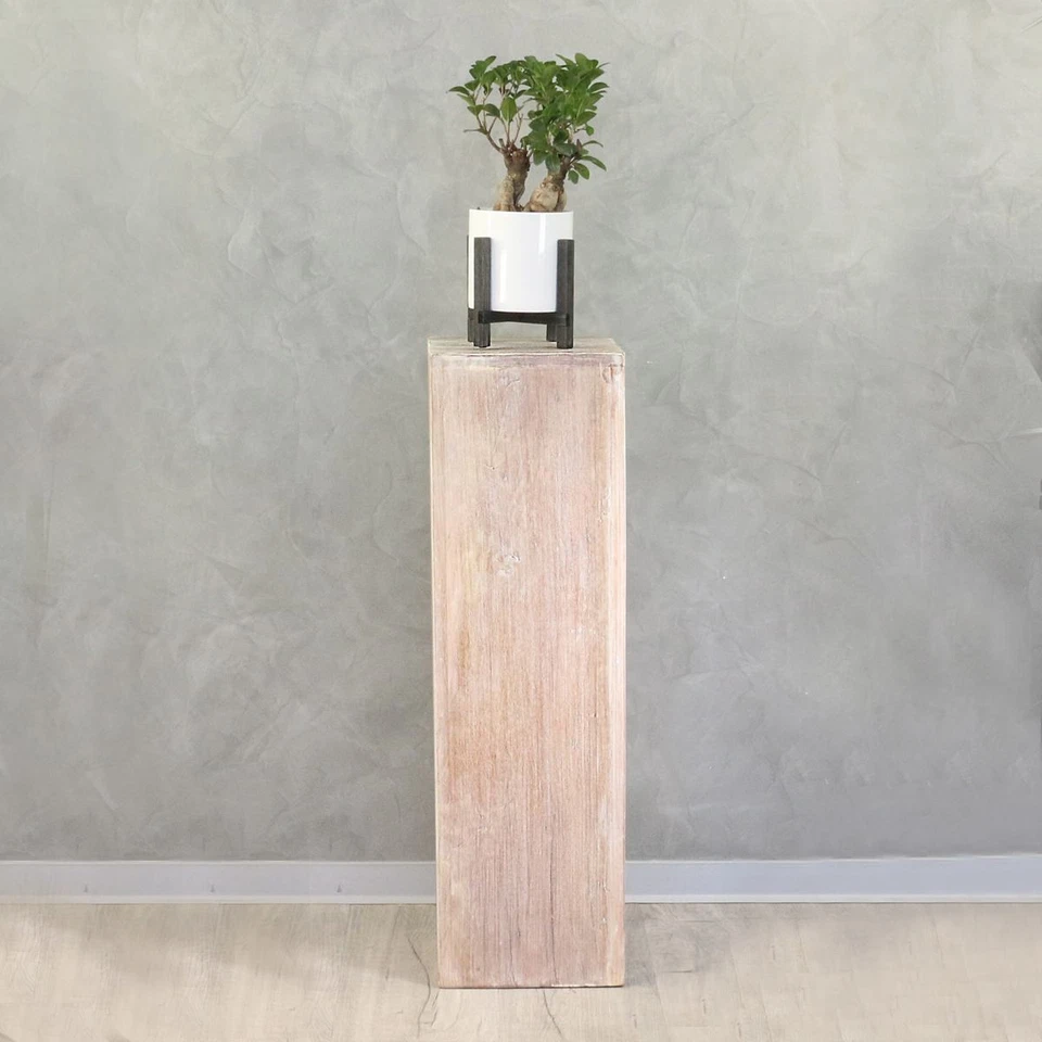 Säule Holzsäule Dekosäule Podest Ständer Sockel Blumenständer Holz Weiß 85 cm - Bild 4 von 4