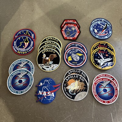 Lot of 22 NASA Shuttle Mission Astronaut Space Patches Apollo Astro Discovery 4 