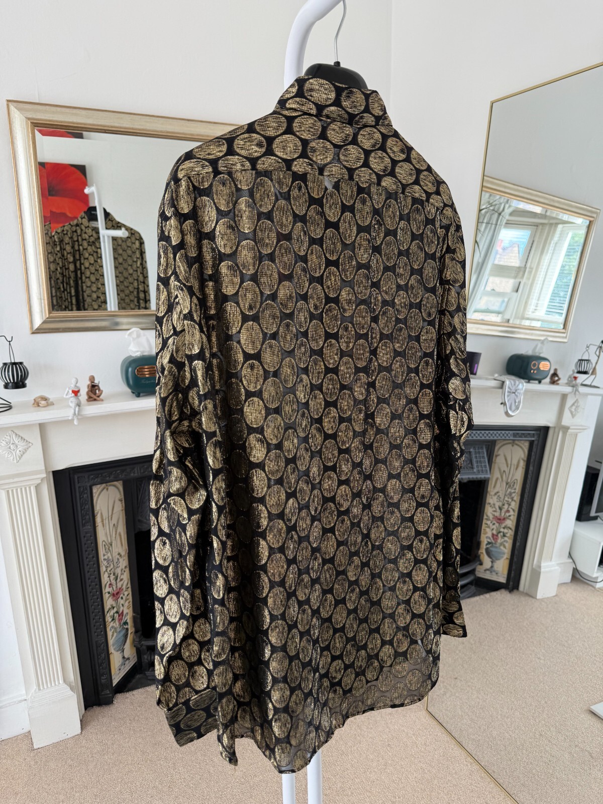 Camicia ovale FW19 Saint Laurent Runway seta oro