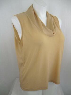 Josephine Chaus Size 1X Sleeveless Cowl Neck Metallic Thread Top-Toasted Shimmer