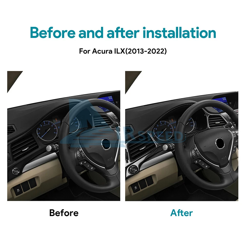 Cubierta de cuadro de velocímetro de fibra de carbono suave real tira de ajuste para Acura ILX 2013-22 Foto 2 de 4