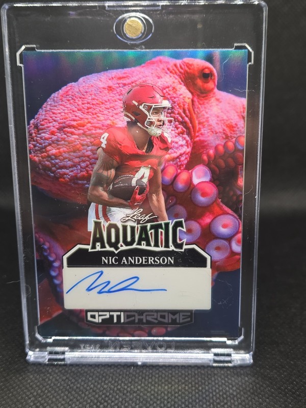 NIC ANDERSON 2025 Leaf Optichrome Football Aquatic Lazer AUTO # 1/1