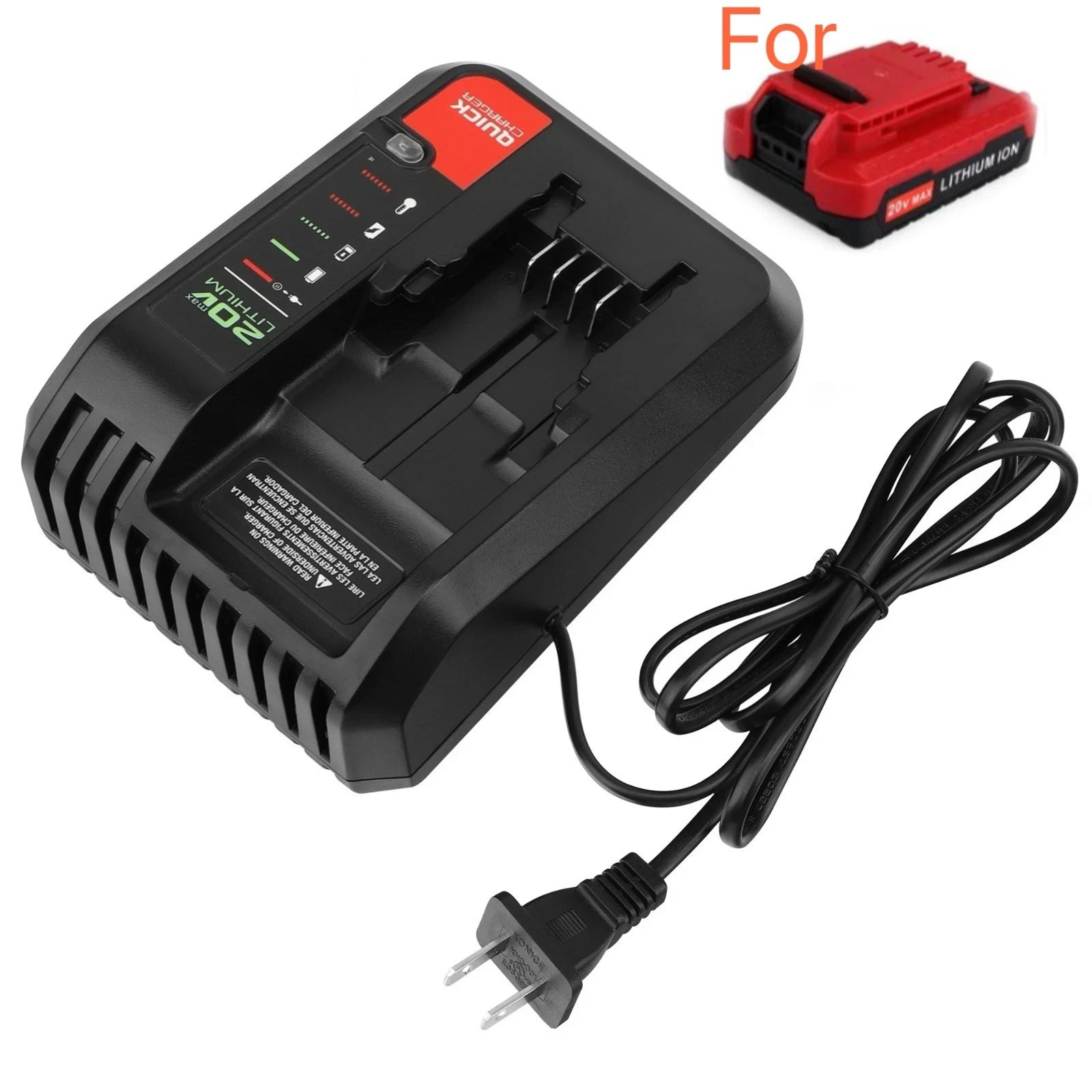 Quick Charger For PORTER CABLE 20V MAX Lithium Battery Charger PCC699L PCCB122C