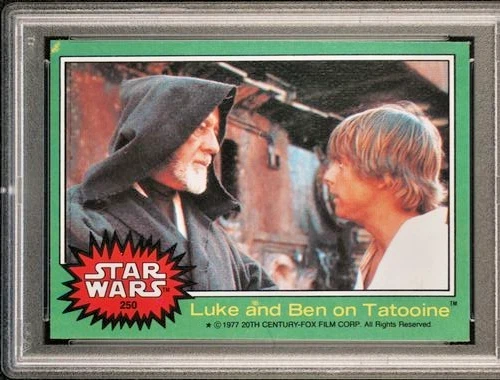 1977 Topps Star Wars Series 4 #250 Luke Skywalker & Ben Kenobi on Tatooine PSA 8 - Image 3 of 4