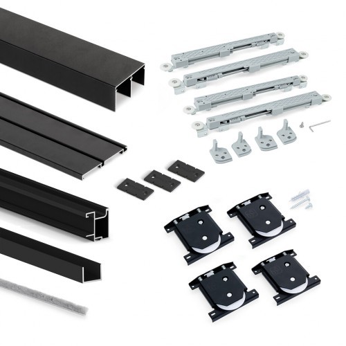 Kit pour armoire à 2 portes coulissantes Placard 74 avec amortisseurs de fin de course