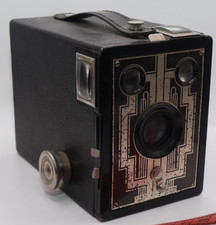 Vintage Kodak Six-20 Brownie Box Camera Black Leatherette Photography Art Deco