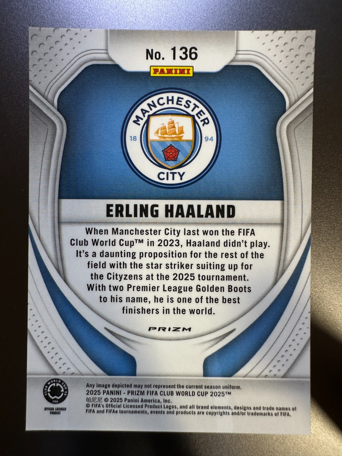 2025 Panini Prizm FIFA Club World Cup Soccer Seismic Prizm - Erling Haaland #136 view 2