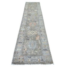 3'x12'9" Faded Brown Afghan Angora Oushak Hand Knotted Wool Runner Rug 22548