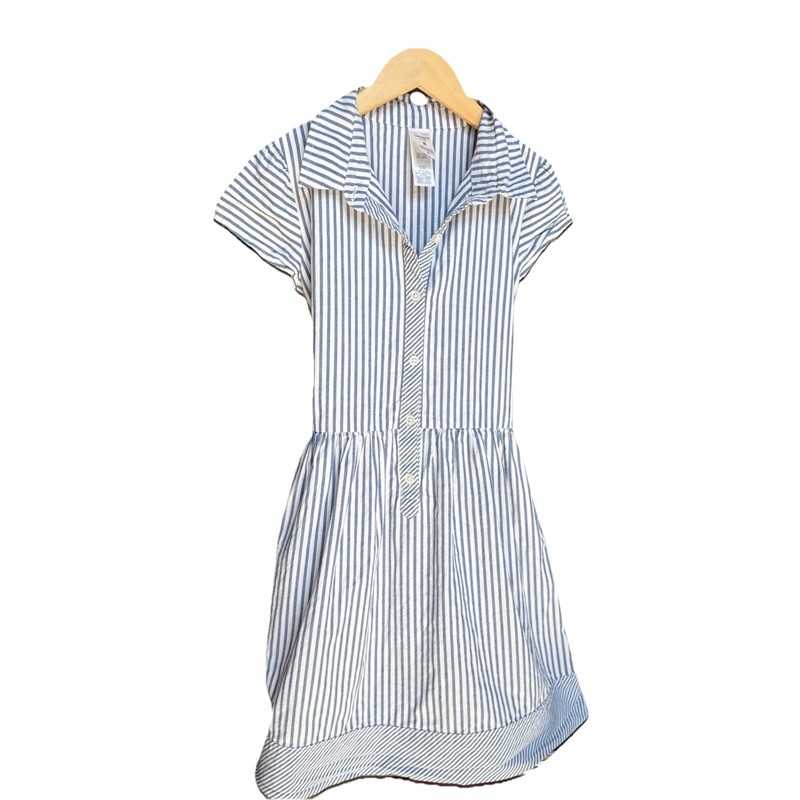 CARTER'S Striped Girls Dress Button Detail Size 8 Collared 100% Cotton School
