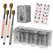 Toothbrush Holders Combo Set for Bathroom  4 Cups Toothbrush Holder Wall Mount...