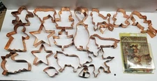 Lot of 22 Large NEW/USED Vintage thick Copper Cookie Cutters - dogs, xmas
