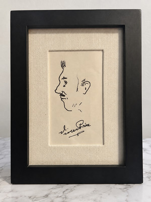 Vincent Price Signed Self-Portrait Sketch Original Hand Drawn Profile Framed
