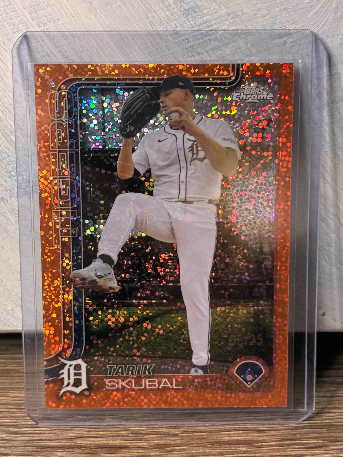 2025 Topps Chrome Tarik Skubal Image Variation SSP Orange Speckle #/25 #258