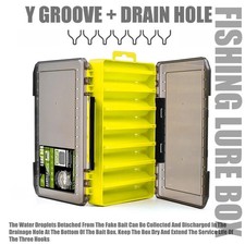 Fishing Tackle Box 14 Compartments Double-Sided Lure Hook Storage Organizer Case