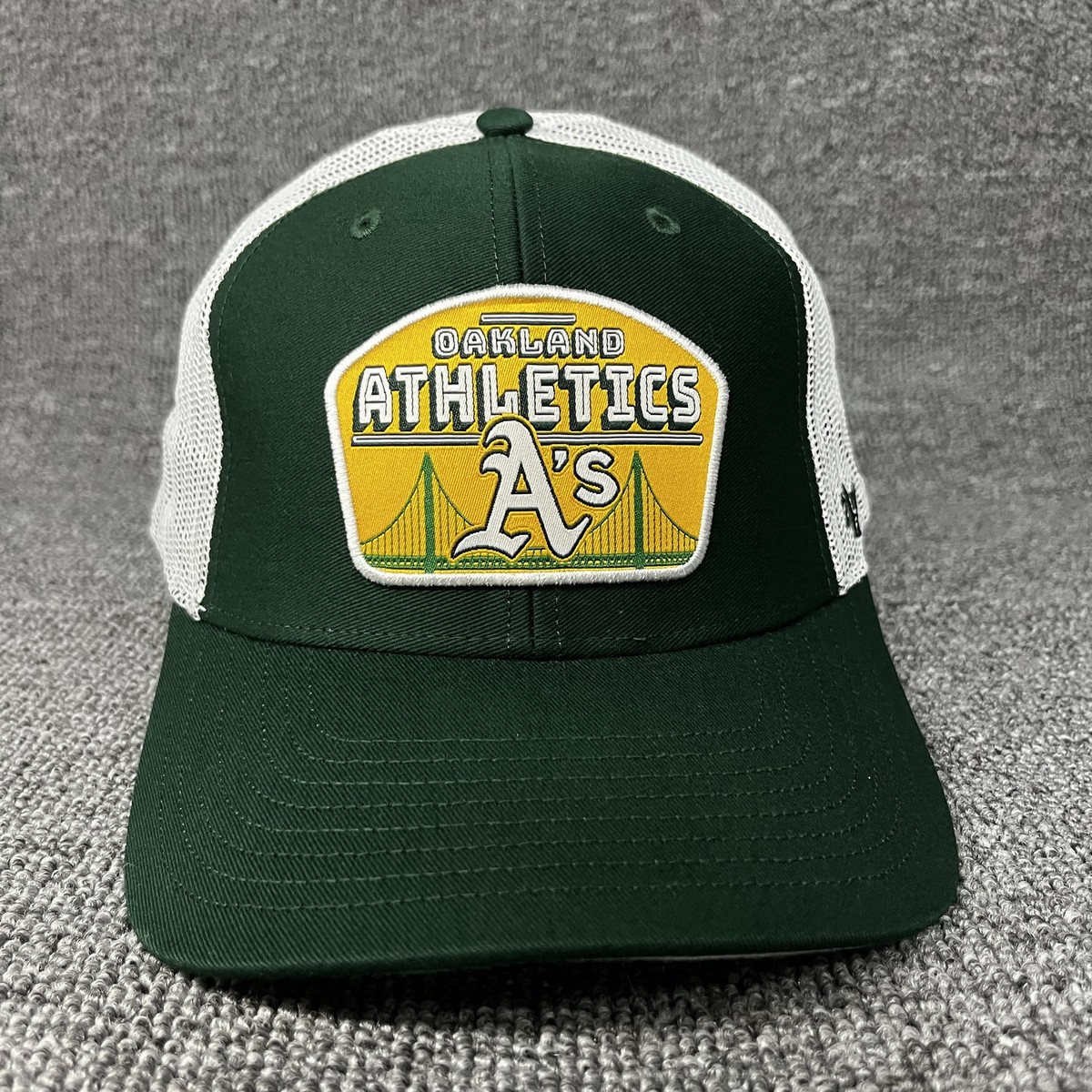 '47 Brand Oakland Athletics Trucker Snapback Hat Green White Bridge Patch