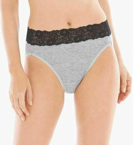 Soma Embraceable M Super Soft High Leg Brief Holiday Cheer Black Lace Waist - Image 2 of 3