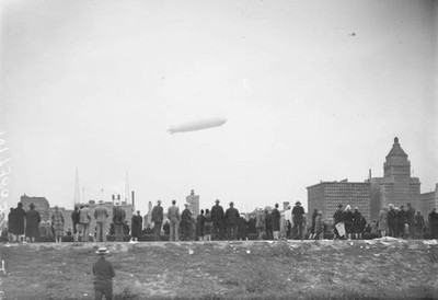 Graf Zeppelin Viewed At An Angle Flying Over The Loop Community A - Old Photo