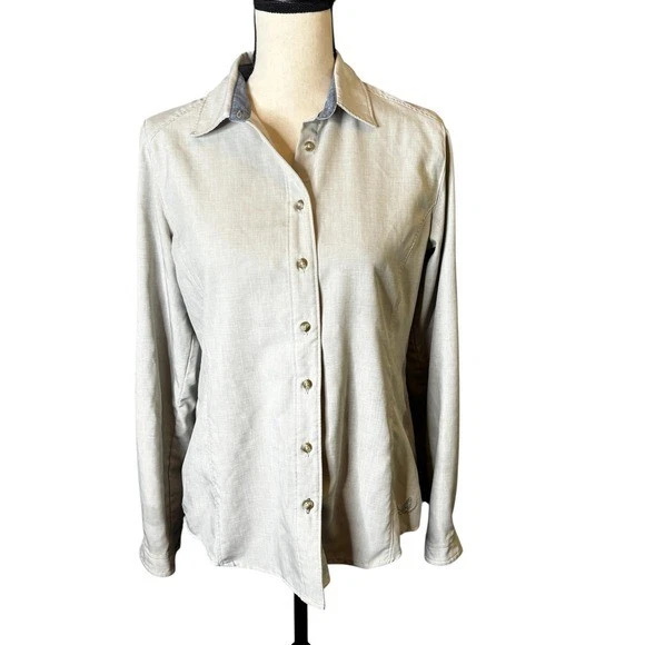 ORVIS Womens Insect Shield Long Sleeve Button Up Shirt Khaki Size S
