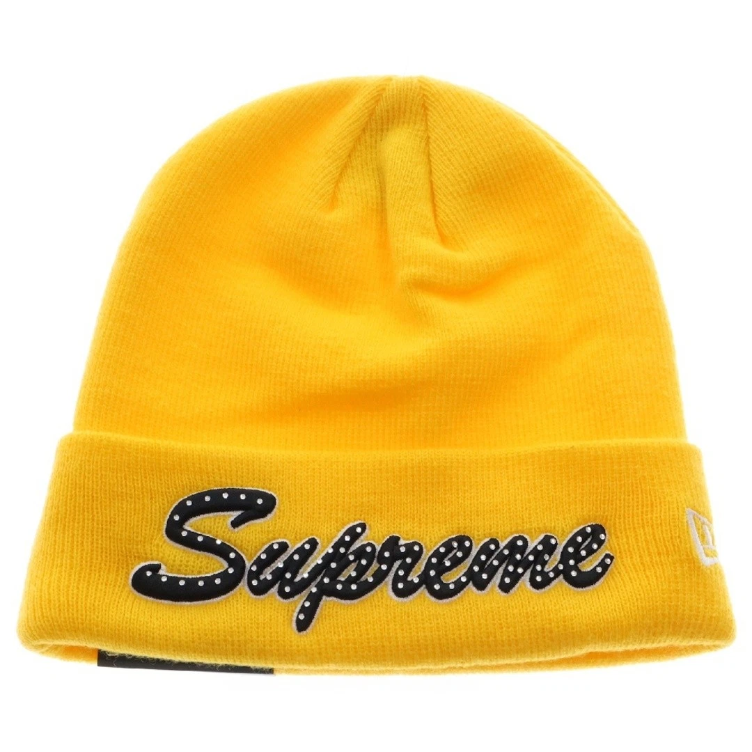 SUPREME 18AW NEW ERA SCRIPT BONNET LOGO TRICOT JAUNE Occasion 029165ee871f38a71add767