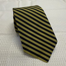Vintage 80s Brooks Brothers Makers Navy Blue Yellow Gold Stripe Necktie Repp Tie