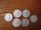 Lot of 6 Franklin Half Dollar 1950s and 1960s dates