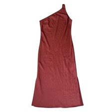 BHLDN Anthropologie Women’s Audrie Cinna Red Satin One Shoulder Midi Dress 10