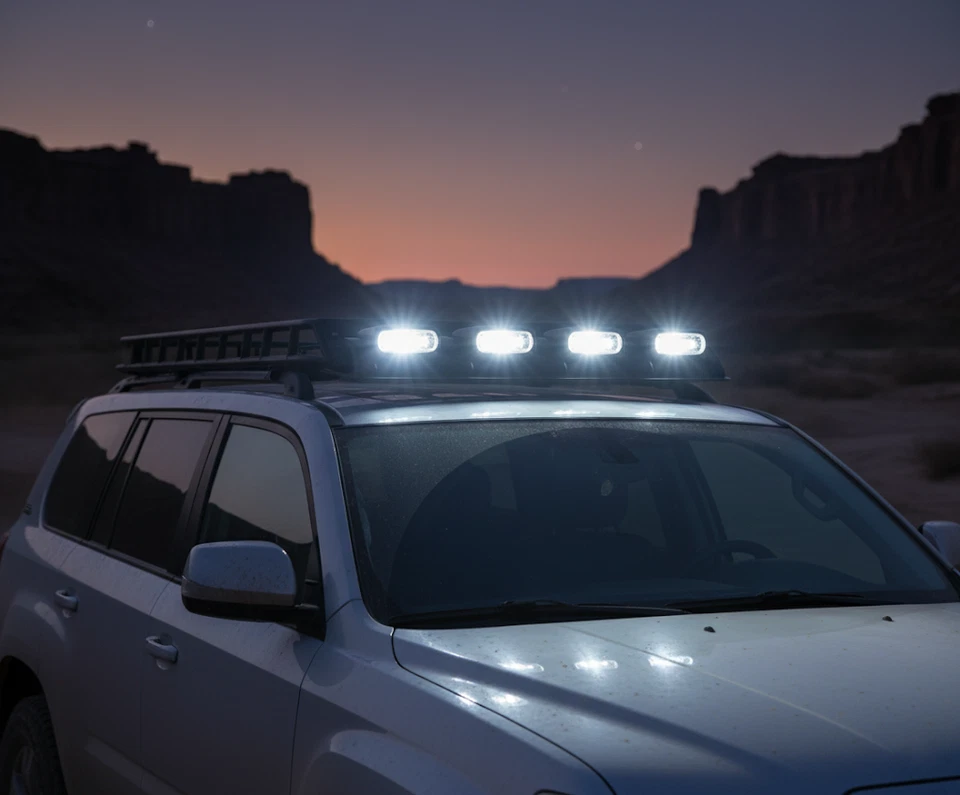 UNIVERSAL 4X4 ROOF TOP BAR DRIVING POD LIGHTS LENS OFFROAD FOG SPOT HEAD LAMPS - Image 4 of 4