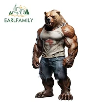 EARLFAMILY Samurai Bear Car Sticker Artistic Rearview Mirror Motorcycle Decal 