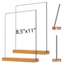 Acrylic Sign Holder with Wood Base 8.5x11 Inch Vertical and Slant Displays 2...
