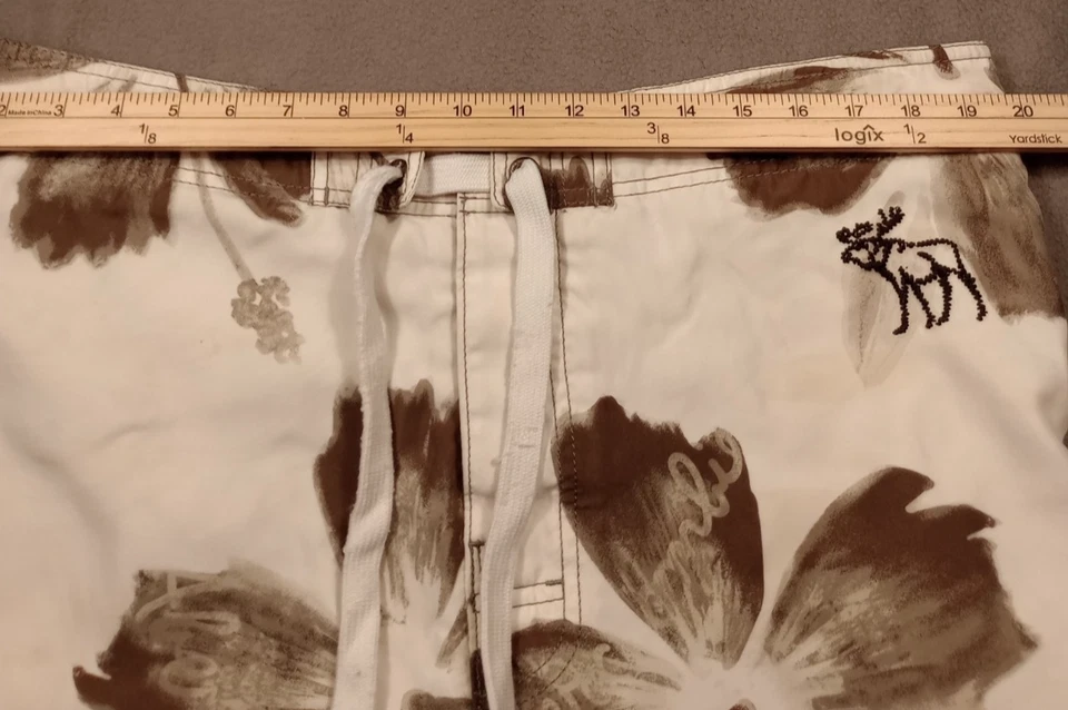 Pantalones Cortos de Natación Abercrombie Fitch Para Hombre 36 Blanco Floral Cordón Foto 4 de 4