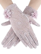 Lace Gloves Women Short Fingerless Gloves for Tea Party Cameo Brown Floral