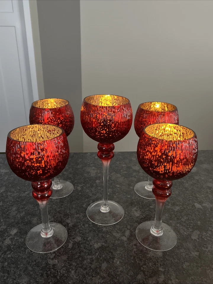 11件装套装红银水星玻璃烛台5长杆高脚杯6号 — 第 4/4 张图片