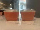 Pyrex Pink 501 Refrigerator Dish 1.5 PT Vintage with  Lids  Set of 2 Fridgie