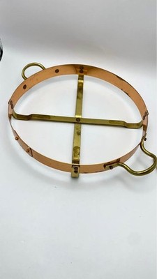 Vintage Brass & Copper Casserole Holder Some Tarnish similar to Nilsjohan Sweden