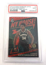 2019 Panini Donruss Optic Giannis My House Red Wave #5 PSA 9 Mint Bucks