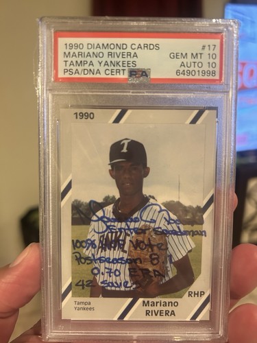 1990 Diamond Cards Mariano Rivera Gem Mint Signed PSA 10 Auto 10 Inscriptions 
